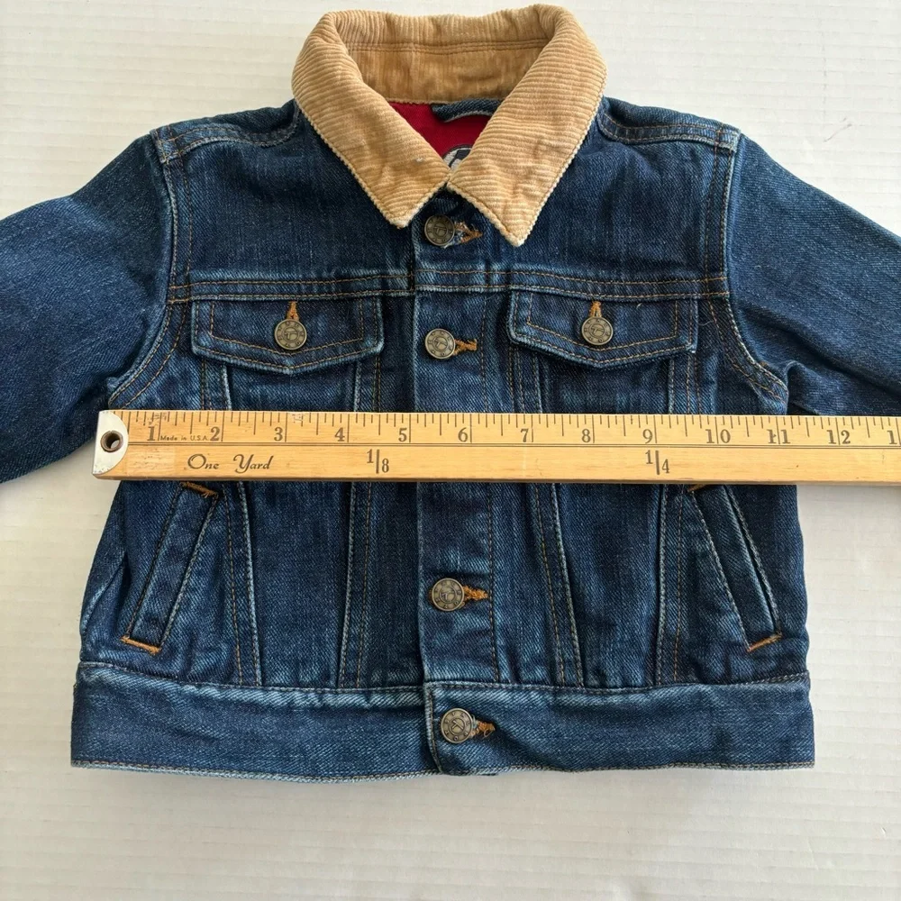 Talbots Kids Denim Jean Barn Jacket Corduroy Collar Elbow Patches Toddler 12 Mon